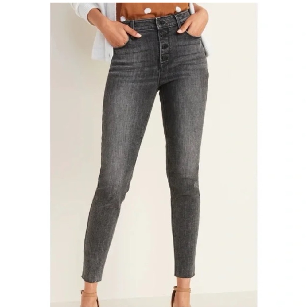 Women's High Waisted Button Fly Ankle Jeans Rockstar Super Skinny 8